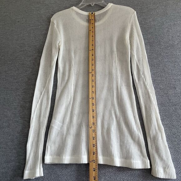 Rag & Bone Y2K Sheer Ribbed Long Sleeve Knit Top Size S Minimalist Capsule Crew - Picture 8 of 13